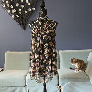 Floral Black Mini Dress